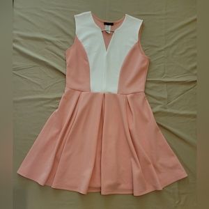 Pink/White Color Block Dress